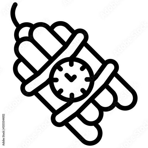 Minimalist Line Art Dynamite Explosive Icon