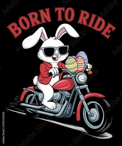 Born Ride Funny Motorcycle Bike Easter Bunny