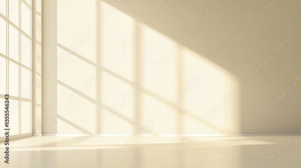 Obraz premium Sunlit Empty Room with Window Shadows.