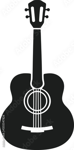 Acoustic Guitar Silhouette Vector Icon – Classic Musical Instrument Illustration
