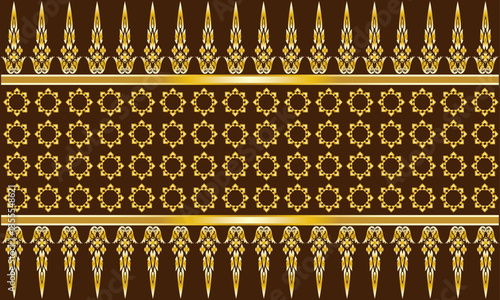 Abstract brown background with geometric patterns and ethnic Thai patterns for printing on fabric, paper, curtains, wallpaper.