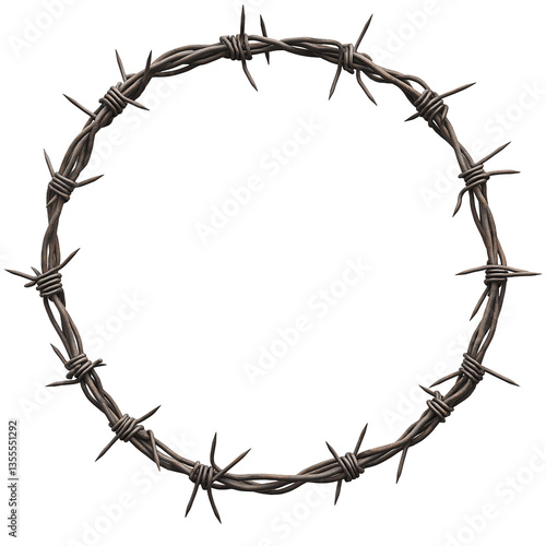 Barbed Wire Circle: Rustic Metal Security Fence for Protection & Durability