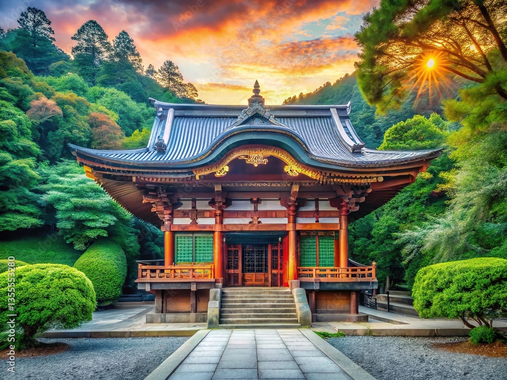 Fototapeta premium Tenrikyo Shinto Shrine Architecture, Spiritual Symbolism