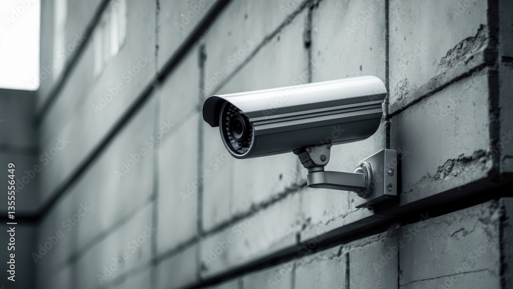 CCTV camera. Security camera mounted on the wall, observing the street. CCTV camera. Security camera mounted on the wall, observing the street.