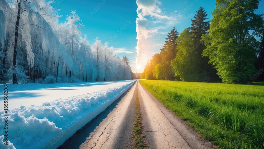 custom made wallpaper toronto digitalChange of seasons from winter to spring and summer.