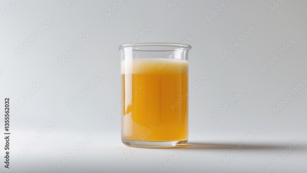 Fresh apple juice served in a glass beaker against a white background. Fresh apple juice served in a glass beaker against a white background.