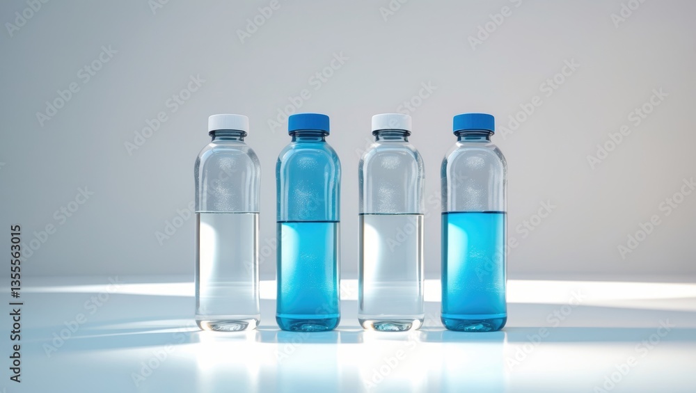 Collection of different water bottles isolated on a white background Collection of different water bottles isolated on a white background