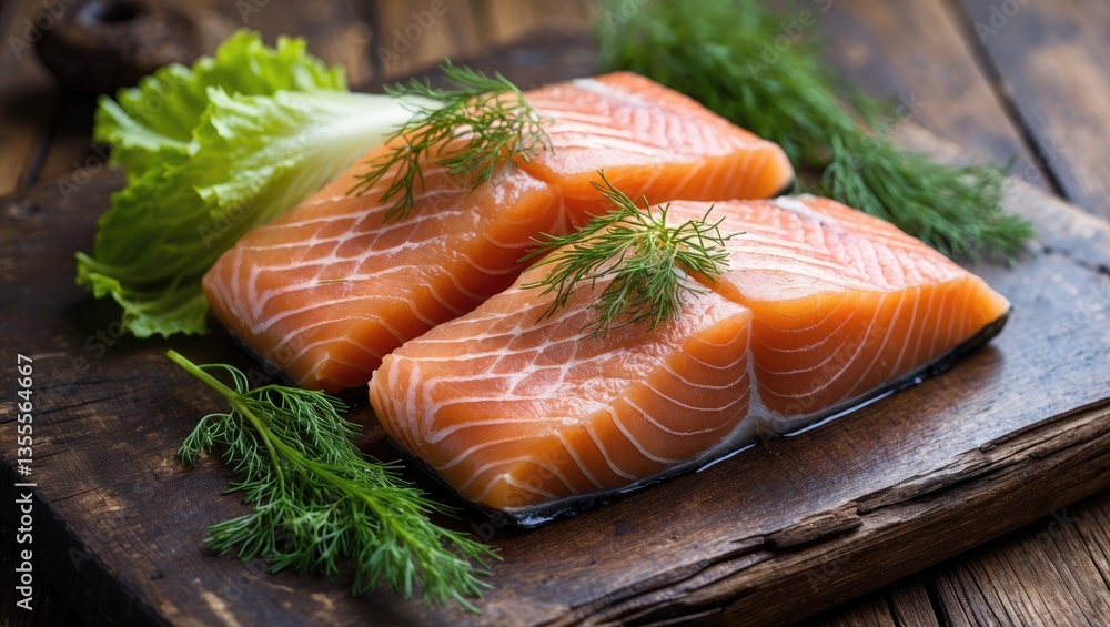 fresh raw salmon on a wooden chopping board fresh raw salmon on a wooden chopping board
