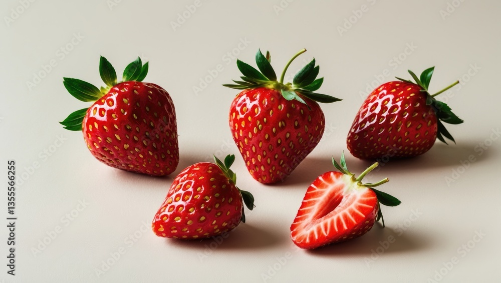Fresh, red and delicious strawberries placed on a white background. Fresh, red and delicious strawberries placed on a white background.