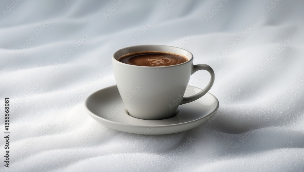 Obraz premium Cup of coffee set against a white background.