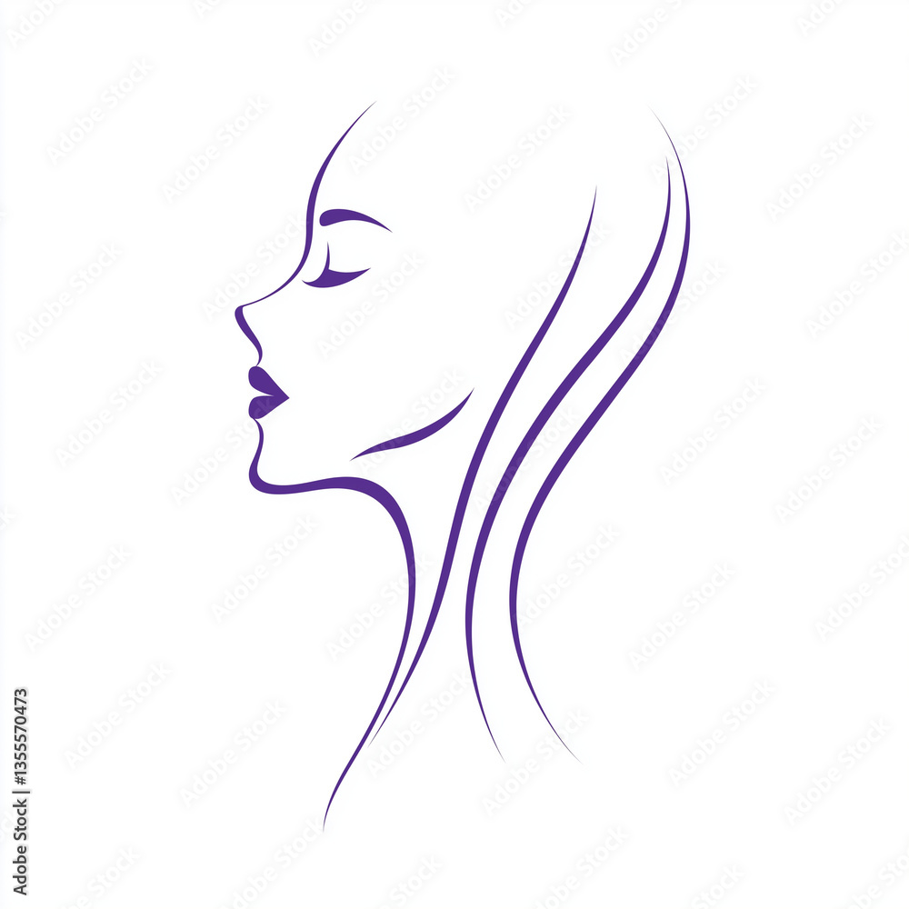 Elegant line art representation of a woman's profile showcasing simplicity and beauty in design Elegant line art representation of a woman's profile showcasing simplicity and beauty in design