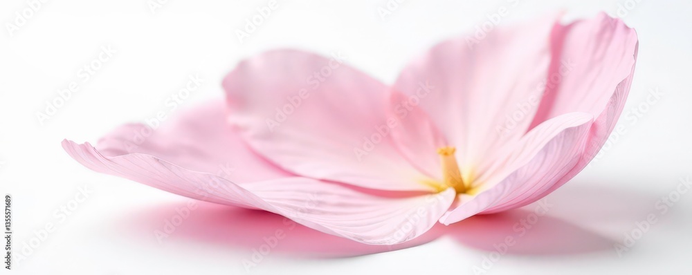 Delicate flower petal unfolding on white background, isolated, white Delicate flower petal unfolding on white background, isolated, white