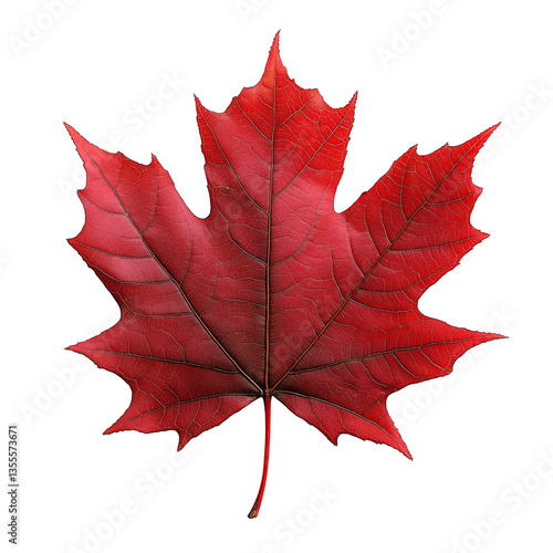 Vibrant Red Autumn Maple Leaf: Close-Up of Beautiful Seasonal Foliage in Nature's Idyllic Landscape