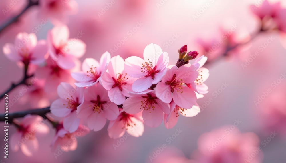 Delicate pink cherry blossoms, soft petals, gentle breeze , elegant, textile, floral Delicate pink cherry blossoms, soft petals, gentle breeze , elegant, textile, floral