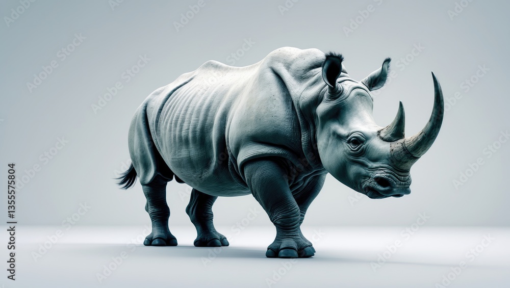 Fototapeta premium Large rhino set against a white background.