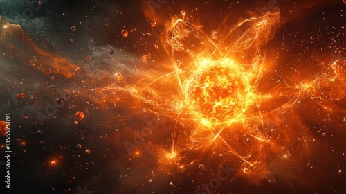 Wallpaper Mural Fiery Atomic Fusion: A Cosmic Dance of Energy and Creation Torontodigital.ca