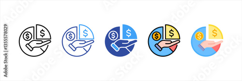 Earning Sharing Multi Style Icon Set