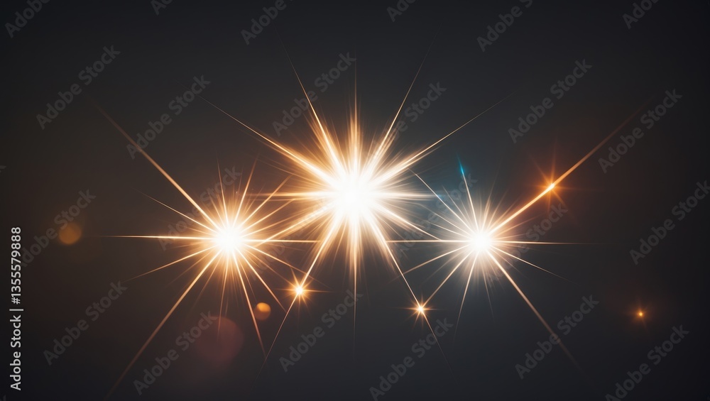 Obraz premium Easy to apply lens flare effects for overlay designs or screen blending mode to create high-quality images. Collection of abstract bursts, digital flares, iridescent glares over a backdrop.