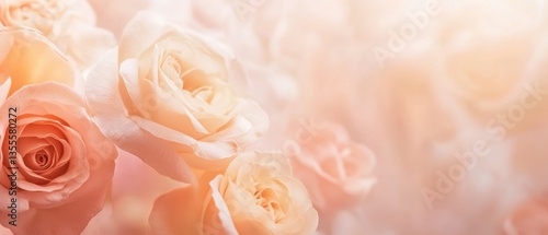 Delicate Soft Pink Roses with a Gentle Warm Light Background for Romantic and Floral Themes