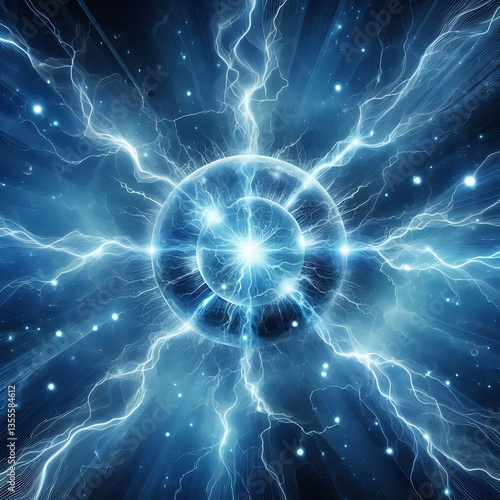 Pure energy and electricity with blue bolts power background
