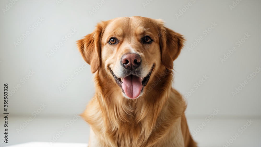 Joyful dog seated and panting while gazing at the camera, isolated on white. Joyful dog seated and panting while gazing at the camera, isolated on white.