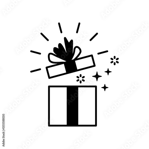 gift box icon, simple flat style, illustration, logo sign symbol pictogram template, for ui or ux isolated on white for mobile app, editable