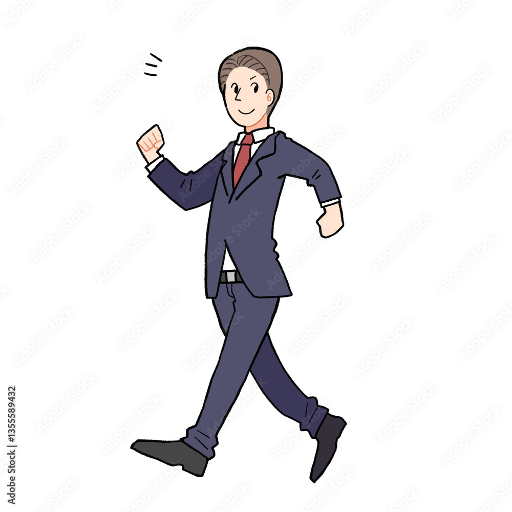 歩くスーツ姿の男性のイラスト 歩くスーツ姿の男性のイラスト