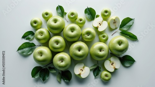Wallpaper Mural Green apple assortment isolated on white background with clipping path Torontodigital.ca