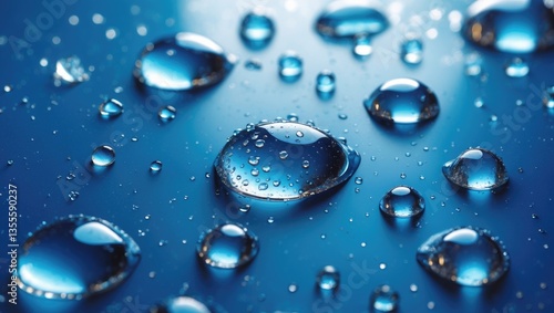 Wallpaper Mural Close-up of water droplets on a toned background. Abstract wet surface featuring bubbles on glass. Raindrop, realistic pure water beads condensed for creative banner design. Torontodigital.ca