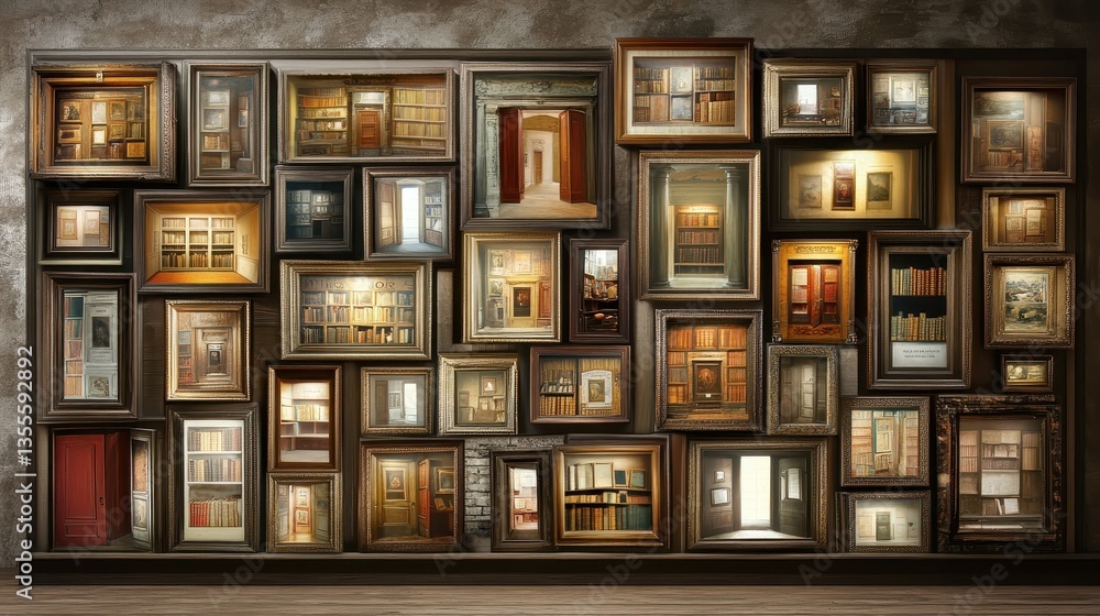 Framed Worlds Library Portals in a Grunge Gallery. Framed Worlds Library Portals in a Grunge Gallery.