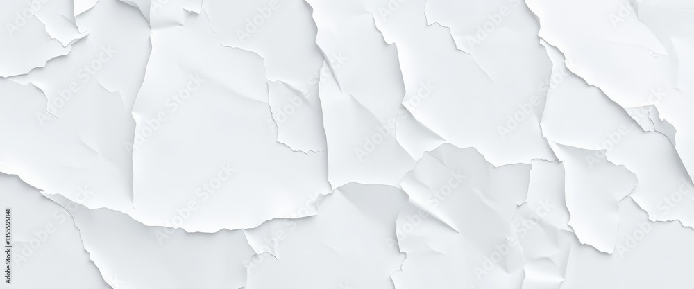 Deep creases and folds in white paper create a textured, uneven surface, pattern, wrinkled Deep creases and folds in white paper create a textured, uneven surface, pattern, wrinkled