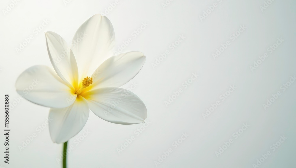 Glowing white flower on bright white background, simple, design Glowing white flower on bright white background, simple, design