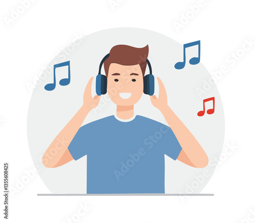 man listening to music with headphones