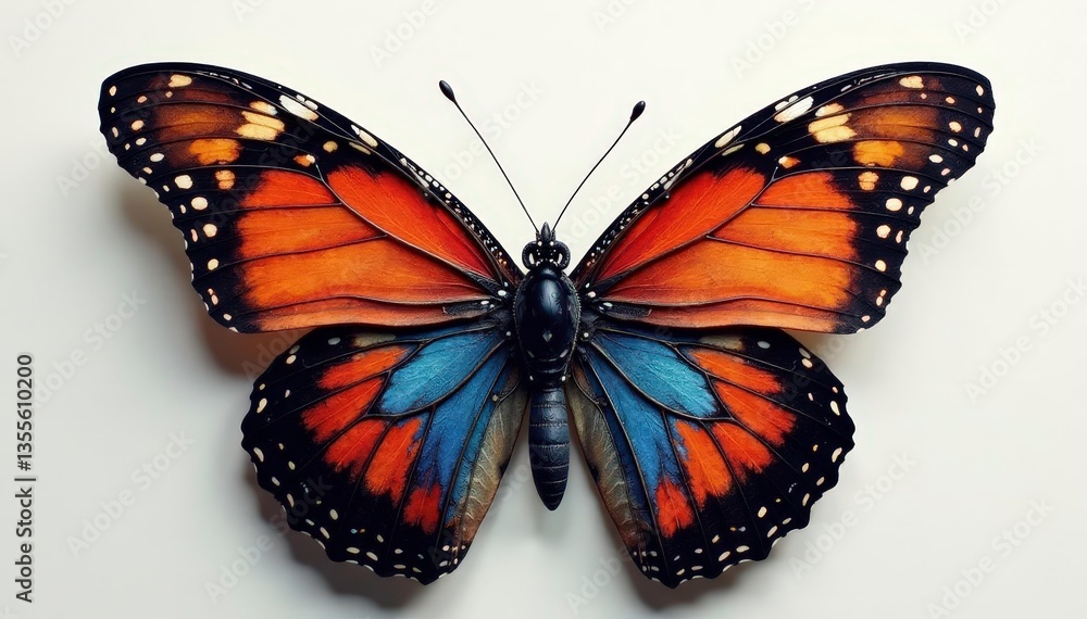 Fototapeta premium Intricate butterfly wing design resembling a face, symmetrical, colorful