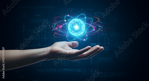 Wallpaper Mural Futuristic Science and Quantum Technology Concept , science, technology, quantum, atom, physics, innovation, research, digital, energy, futuristic,nanotechnology, molecule, data, analytics Torontodigital.ca