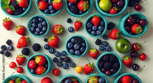 A vibrant assortment of fresh fruits and berries