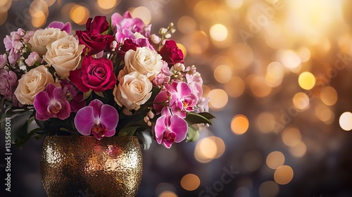 A beautiful floral arrangement of various colorful flowers in a vase
