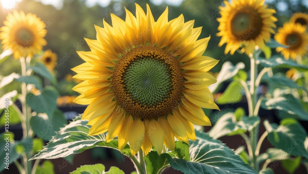 Obraz premium A fully blossomed sunflower at a nursery
