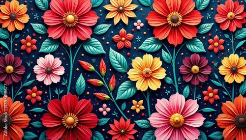 Wallpaper Mural Intricate floral textile sample showcasing repetitive motifs , textile, art, floral pattern Torontodigital.ca