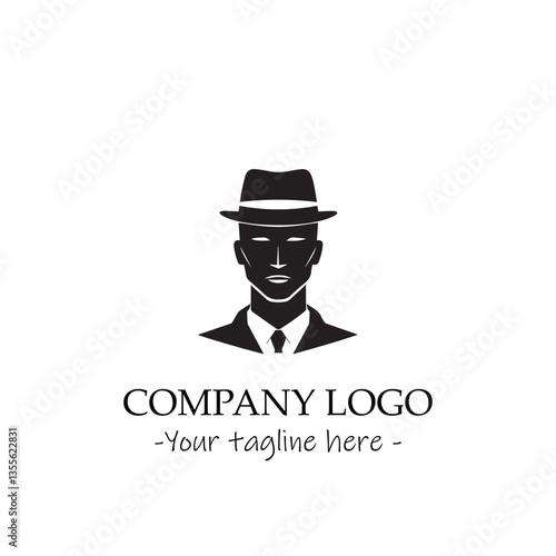 a man silhouette black and white for logo company vector image