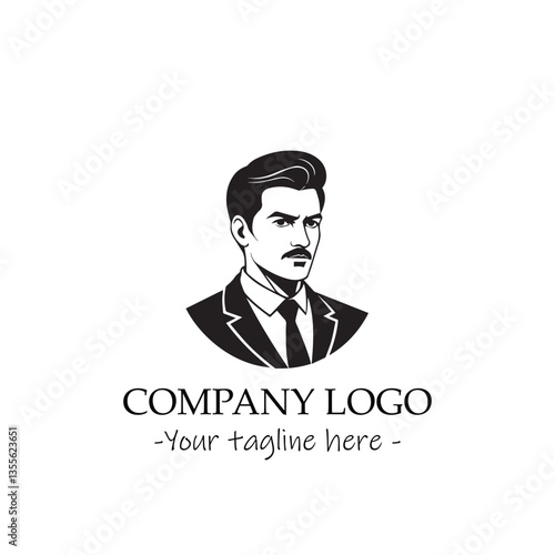 a man silhouette black and white for logo company vector image