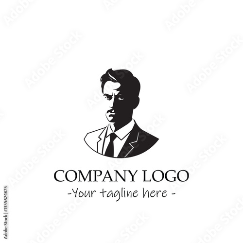 a man silhouette black and white for logo company vector image