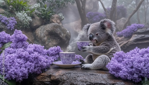 Koala Tea Party in Garden.