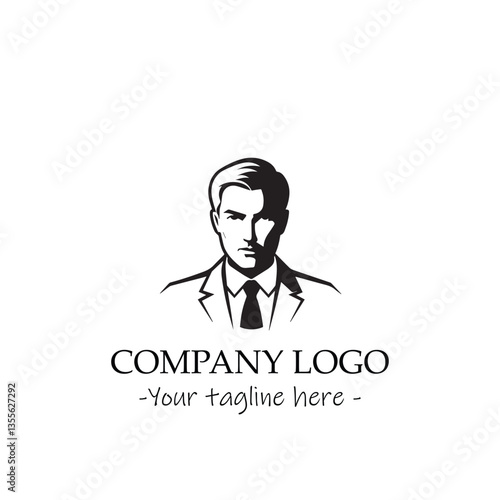 a man silhouette black and white for logo company vector image