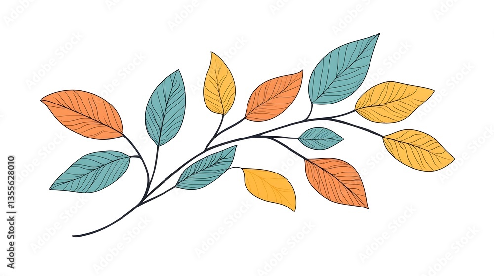 Obraz premium Decorative Abstract Stem with Leaves Doodle Element for Design Professionals
