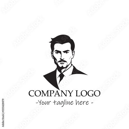a man silhouette black and white for logo company vector image