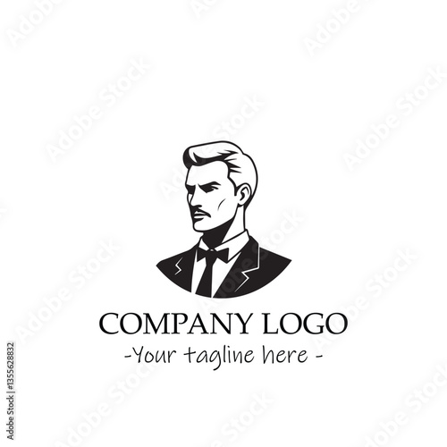 a man silhouette black and white for logo company vector image