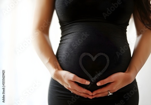 Wallpaper Mural Close-Up of a pregnant woman's belly, Expecting Mother Holding Her Belly with Love and Care, Maternity Glow, Motherhood. white background, copy space Torontodigital.ca