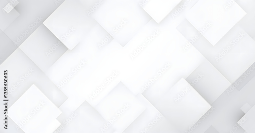 Obraz premium Abstract white background with texture pattern, layered geometric triangle shapes, white and grey glossy squares