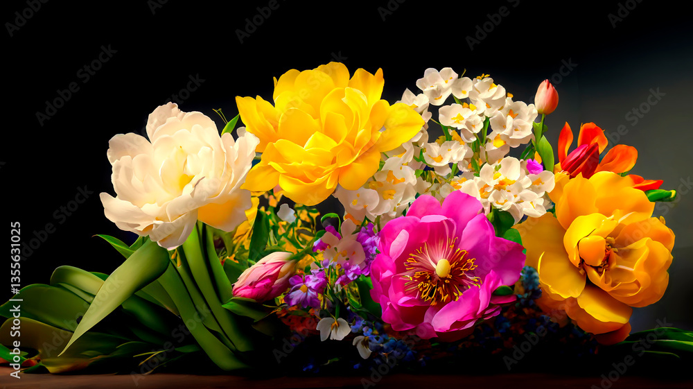Fototapeta premium A bunch of pretty Spring flowers Ai